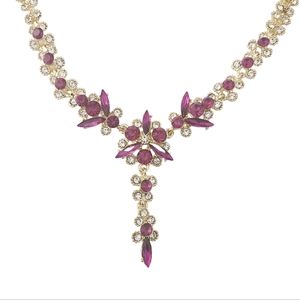 Pink Magenta Jewelry Set Necklace and Dangle Earrings